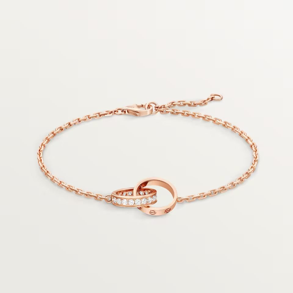 [OAK JURI]LOVE DOUBLE RING HALF DIAMOND BRACELET