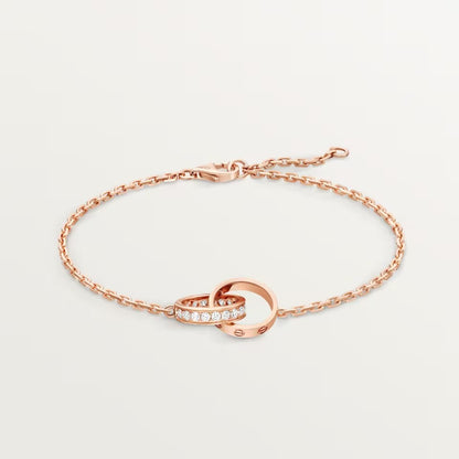 [OAK JURI]LOVE DOUBLE RING HALF DIAMOND BRACELET