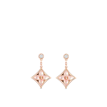 [OAK JURI]DOUBLE STAR PINK GOLD MOP DROP EARRINGS