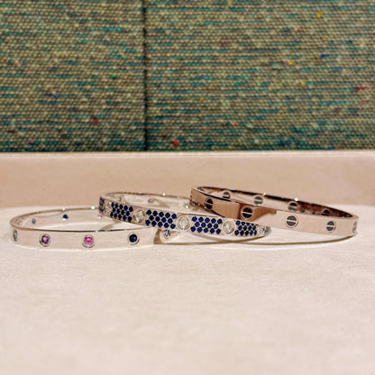 [OAK JURI]2026 PAVE GEMSTONE LOVE BRACELET 6.1MM 10 DIAMONDS