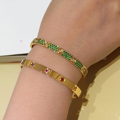[OAK JURI]2026 PAVE GEMSTONE LOVE BRACELET 6.1MM 10 DIAMONDS