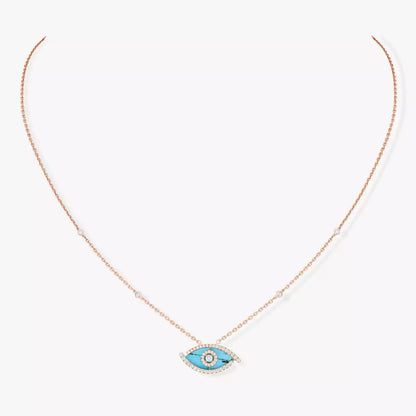 [OAK JURI]Lucky Eye Diamond Necklace in Rose Gold and Turquoise