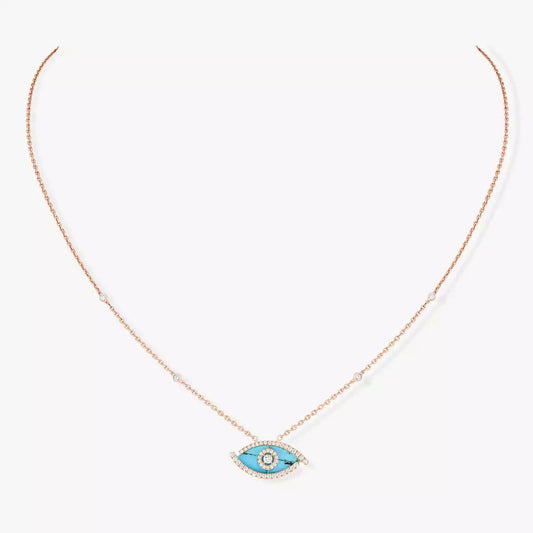 [OAK JURI]Lucky Eye Diamond Necklace in Rose Gold and Turquoise