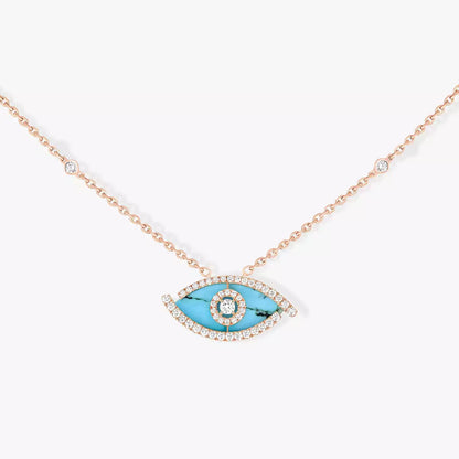 [OAK JURI]Lucky Eye Diamond Necklace in Rose Gold and Turquoise