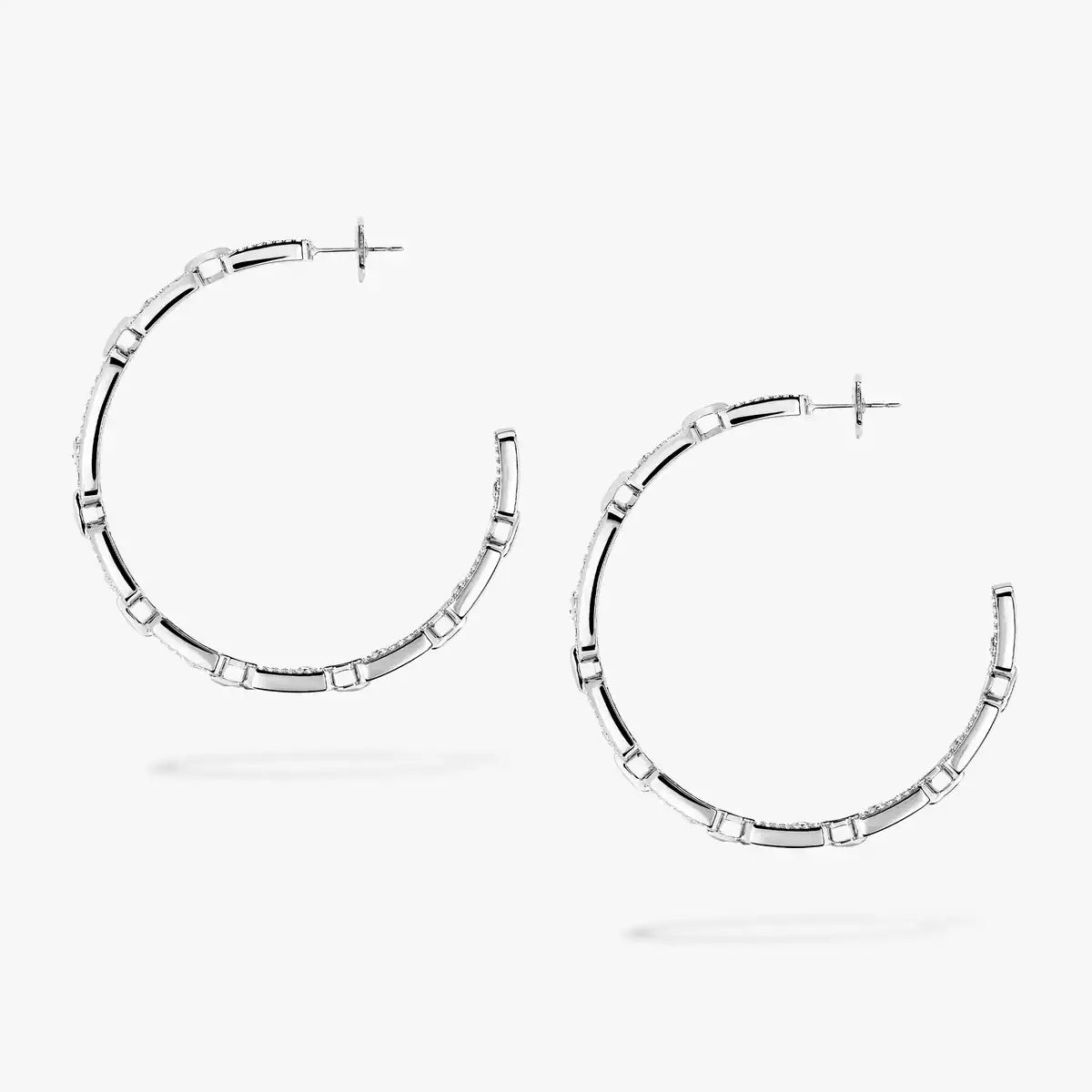 [[OAK JURI]Move Link Diamond Hoop Earrings