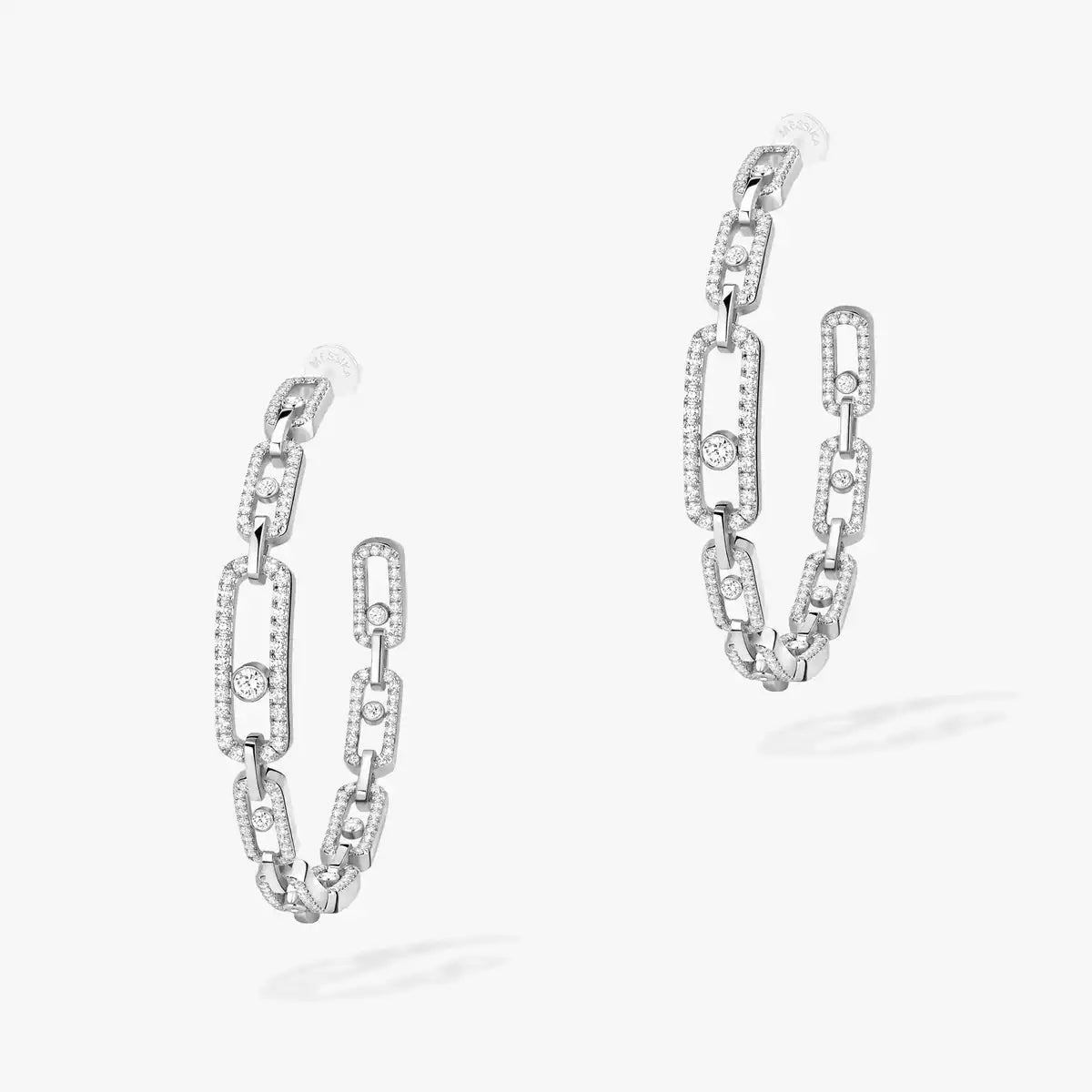 [[OAK JURI]Move Link Diamond Hoop Earrings