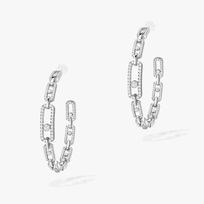 [[OAK JURI]Move Link Diamond Hoop Earrings