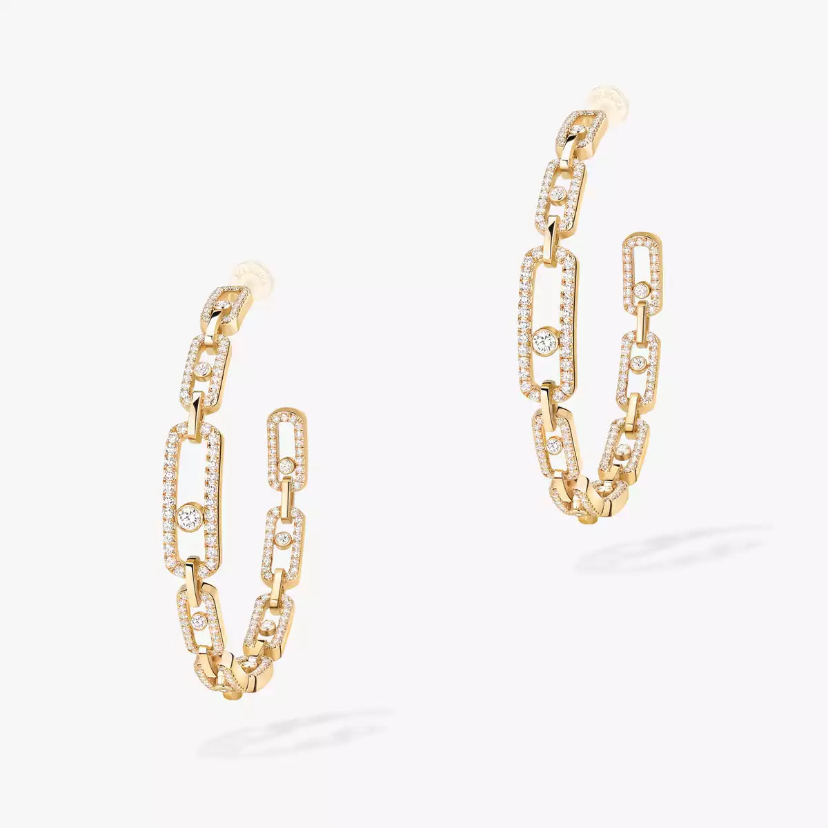 [[OAK JURI]Move Link Diamond Hoop Earrings
