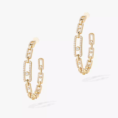 [[OAK JURI]Move Link Diamond Hoop Earrings