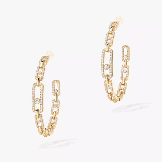 [[OAK JURI]Move Link Diamond Hoop Earrings