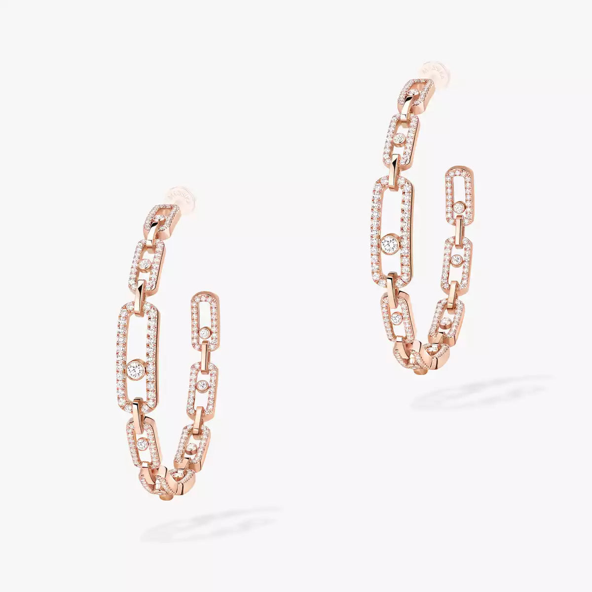 [[OAK JURI]Move Link Diamond Hoop Earrings