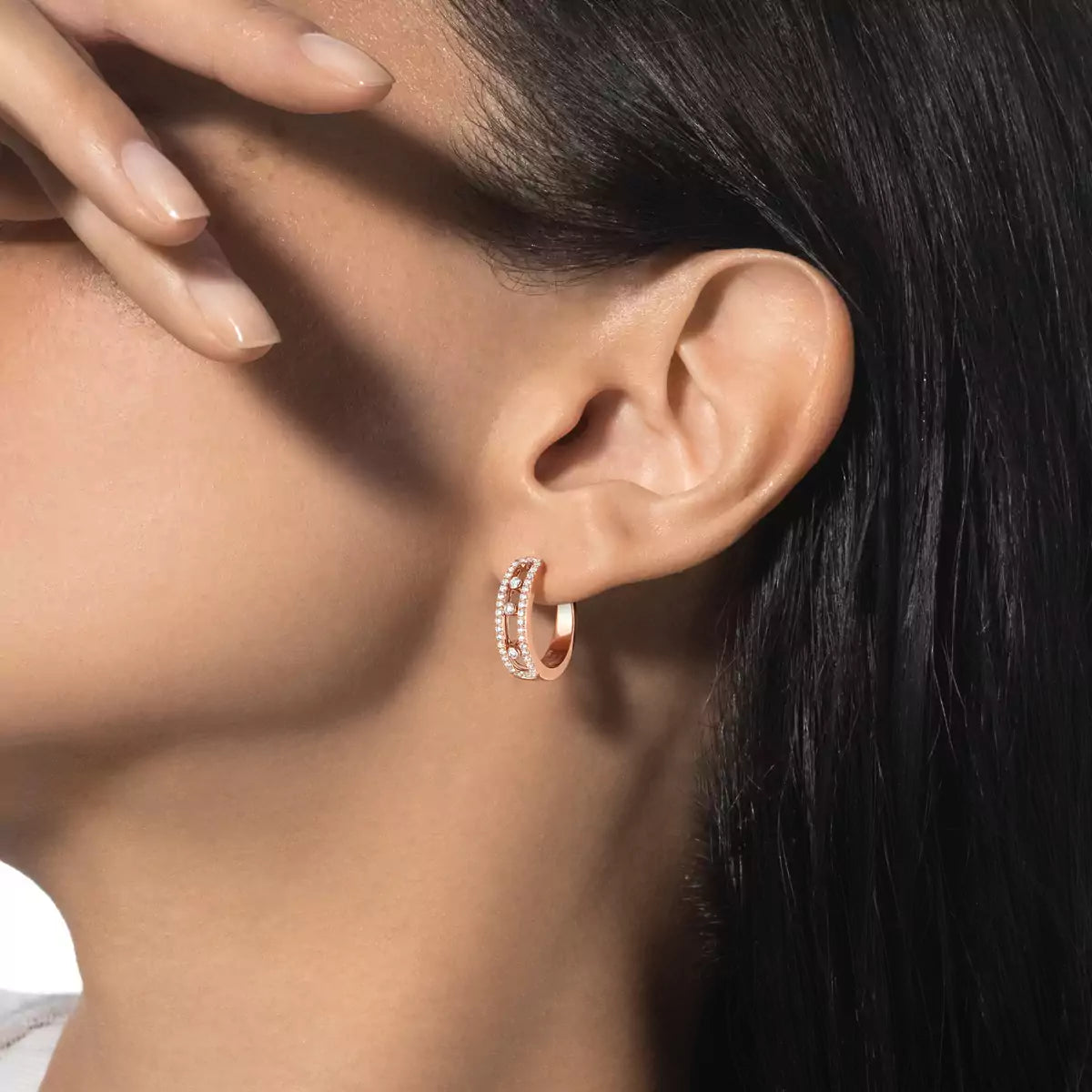 [OAK JURI]Diamond Pave_ Hoop Earrings Move