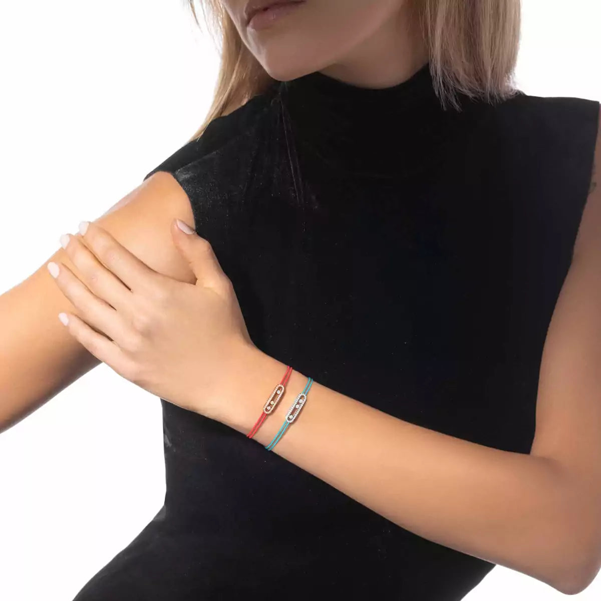 [OAK JURI]Messika Care(s) pink cord pavé bracelet