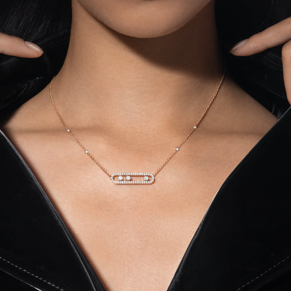 [OAK JURI] Move Pave_ Rose Gold Diamond Necklace