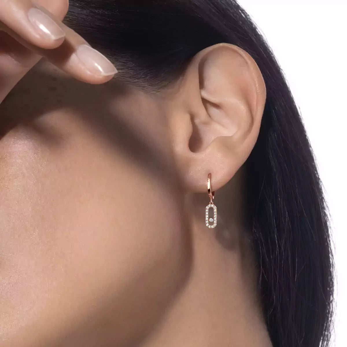 [OAK JURI]Move Uno Single Diamond Hoop Earring