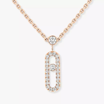 [OAK JURI]2 Rows Rose Gold Diamond Pave_ Necklace Move Uno