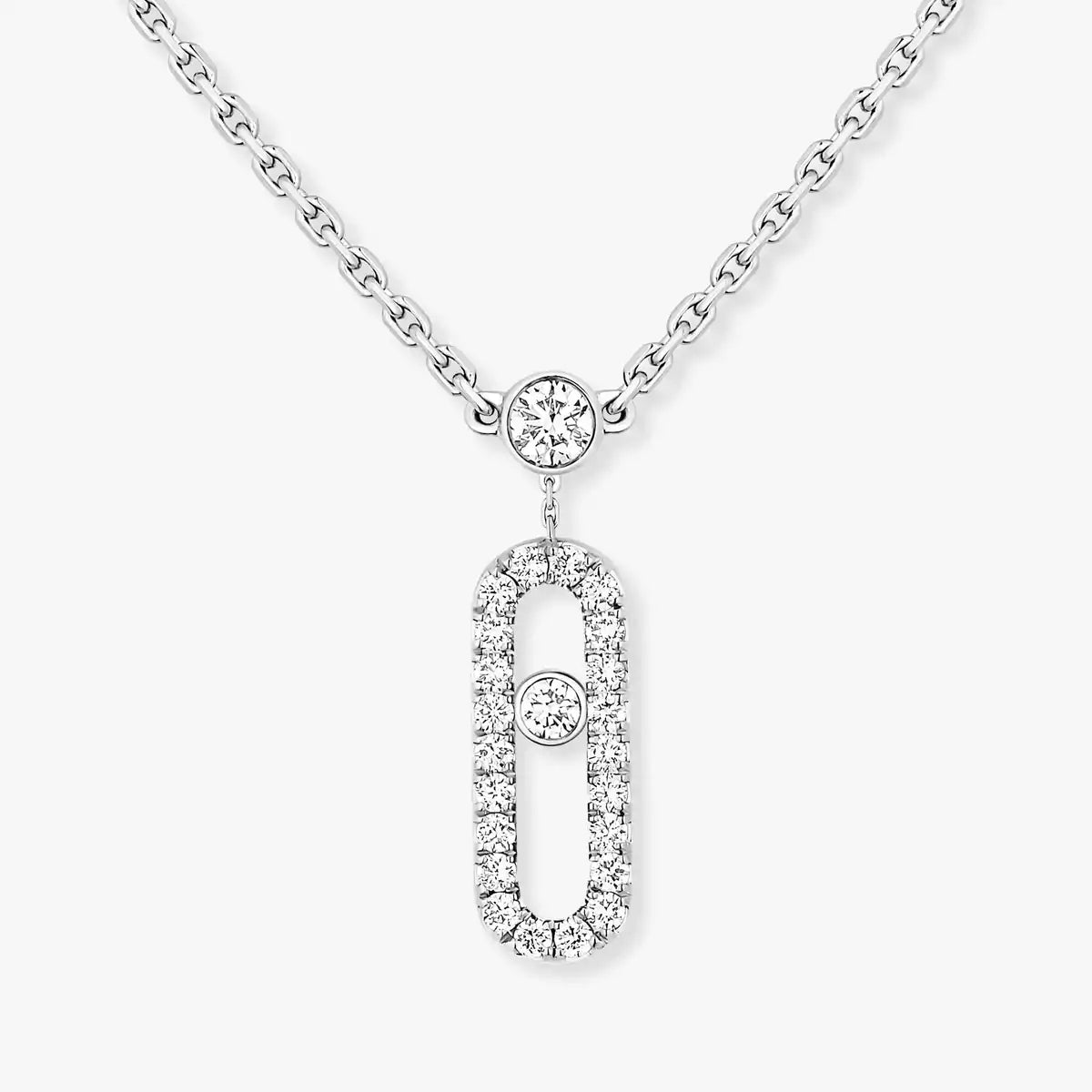 [OAK JURI]2 Rows Rose Gold Diamond Pave_ Necklace Move Uno