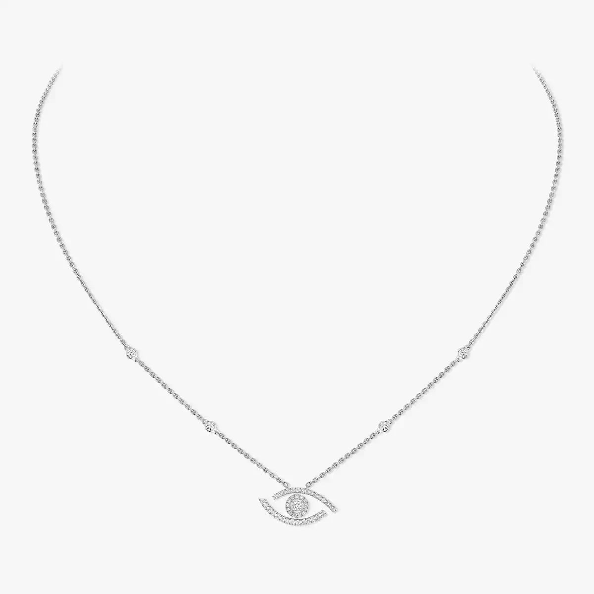 [OAK JURI]Pave_ Diamond Necklace Lucky Eye