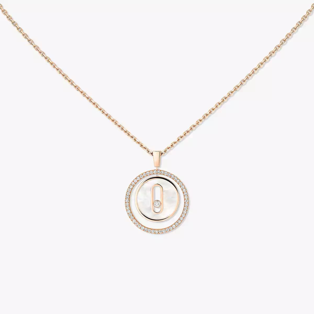 [OAK JURI]Lucky Move Diamond Necklace in Rose Gold and White Mother-of-Pearl