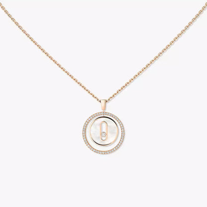 [OAK JURI]Lucky Move Diamond Necklace in Rose Gold and White Mother-of-Pearl