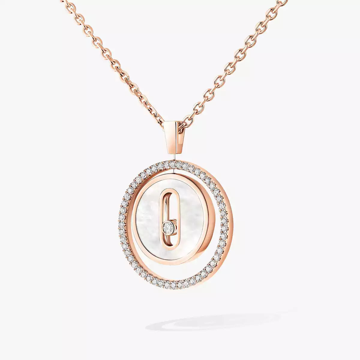 [OAK JURI]Lucky Move Diamond Necklace in Rose Gold and White Mother-of-Pearl