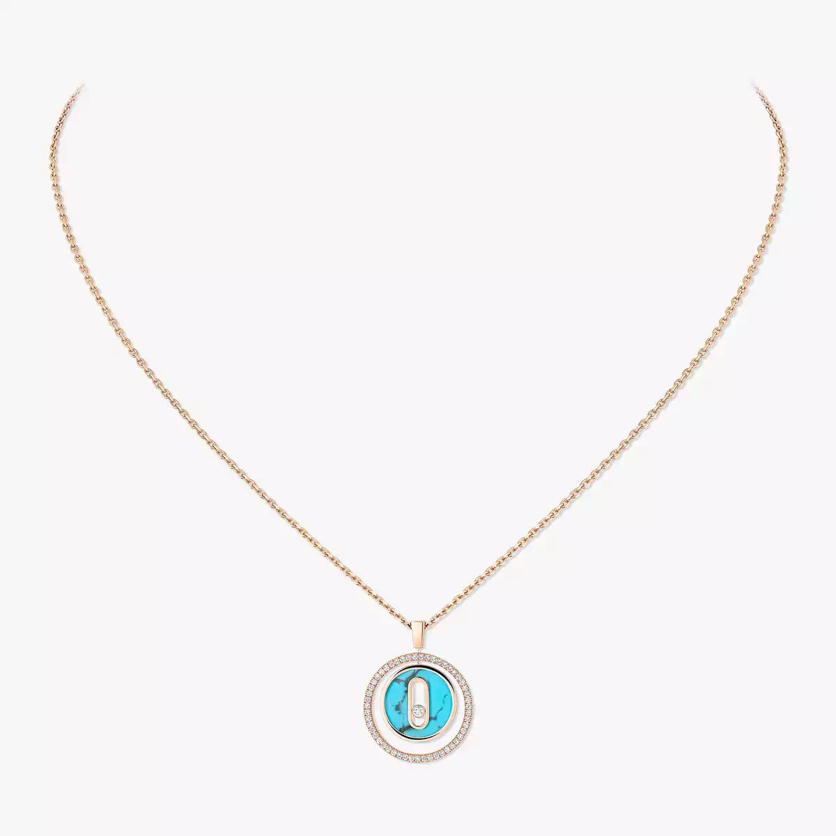 [OAK JURI]Lucky Move Diamond Necklace in Rose Gold and White Mother-of-Pearl