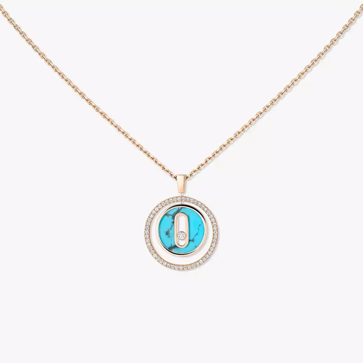[OAK JURI]Lucky Move Diamond Necklace in Rose Gold and White Mother-of-Pearl