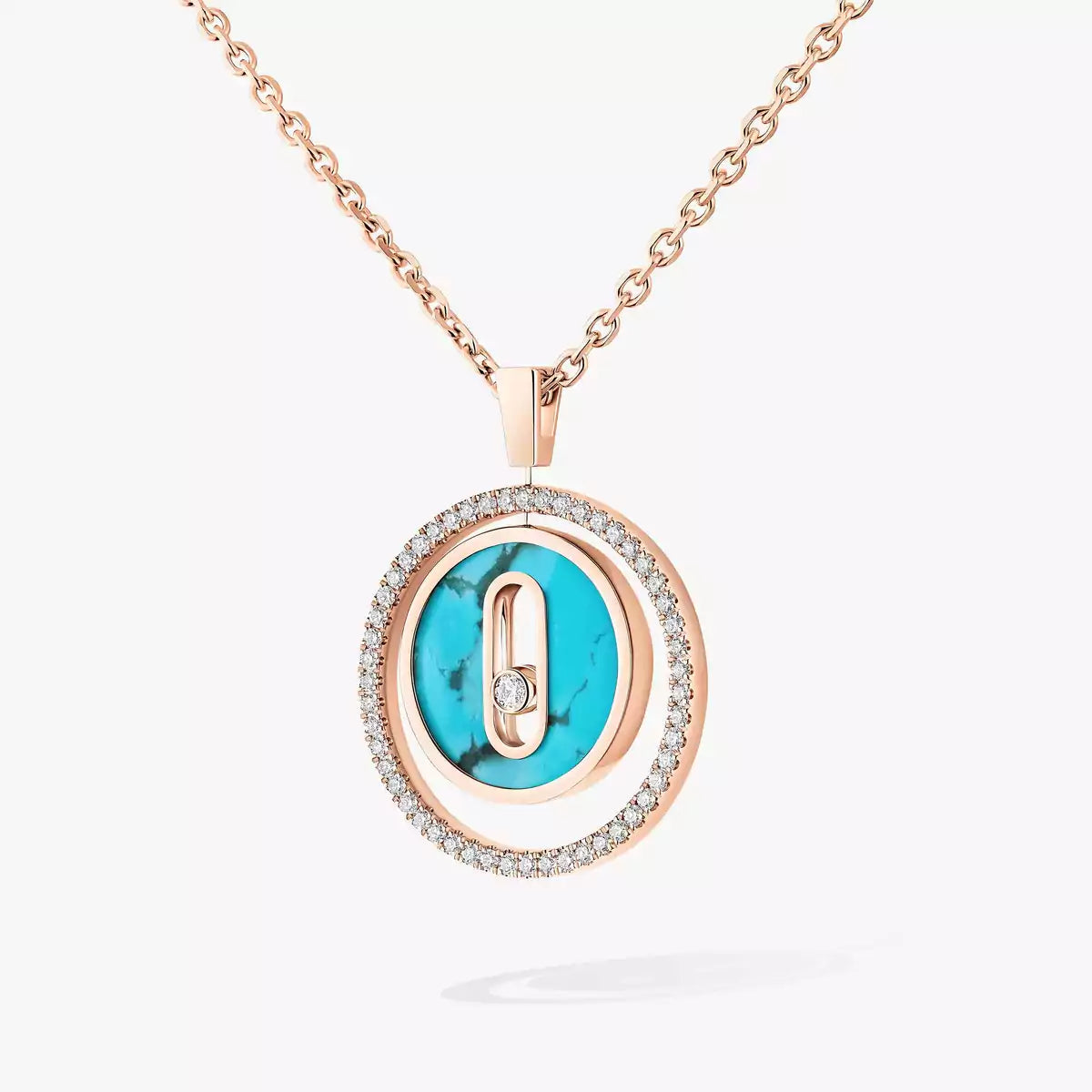 [OAK JURI]Lucky Move Diamond Necklace in Rose Gold and White Mother-of-Pearl
