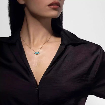 [OAK JURI]Lucky Eye Diamond Necklace in Rose Gold and Turquoise