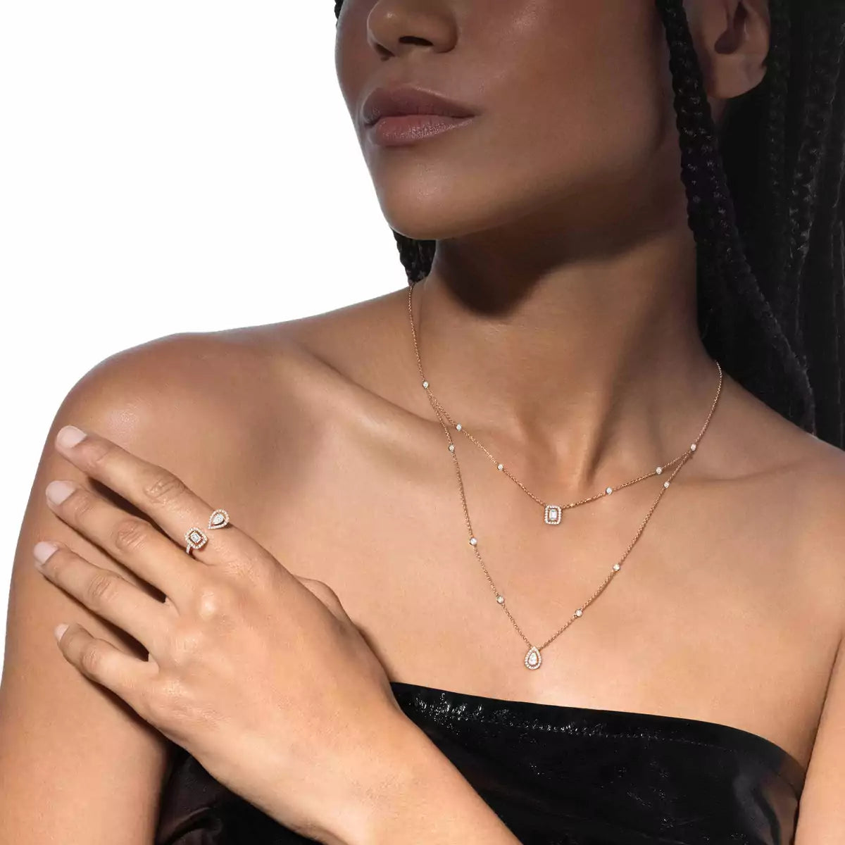 [OAK JURI]Diamond Necklace My Twin 2 Rows