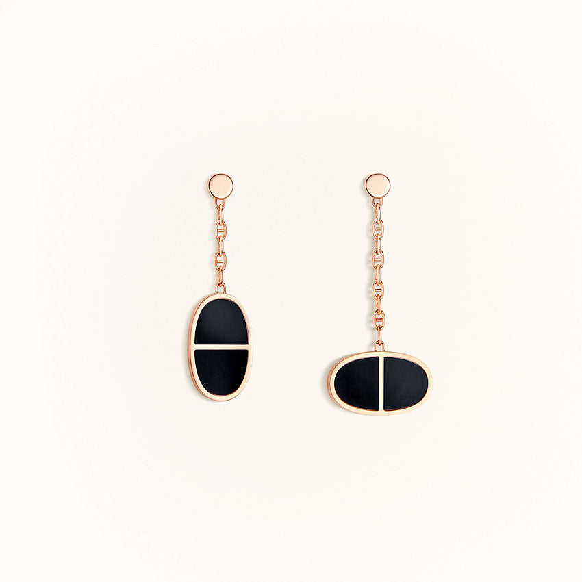 [OAK JURI]CHAINE VERSO BLACK CERAMIC EARRINGS