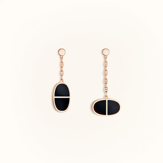 [OAK JURI]CHAINE VERSO BLACK CERAMIC EARRINGS