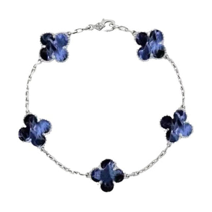 [OAK JURI]CLOVER 5 MOTIF PIETERSITE SILVER BRACELET