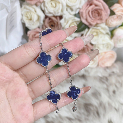 [OAK JURI]CLOVER 5 MOTIF PIETERSITE SILVER BRACELET