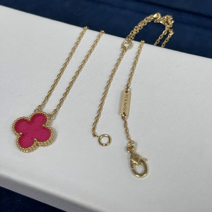 [OAK JURI] CLOVER 1 MOTIFS PINK ENAMEL NECKLACE