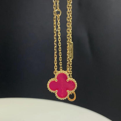 [OAK JURI] CLOVER 1 MOTIFS PINK ENAMEL NECKLACE