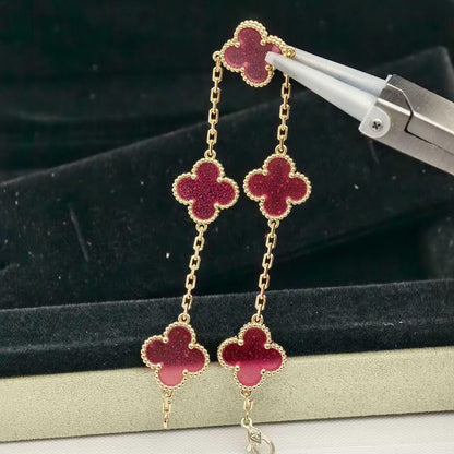 [OAK JURI]CLOVER 5 MOTIFS PINK ENAMEL BRACELET