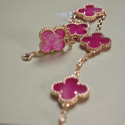 [OAK JURI]CLOVER 5 MOTIFS PINK ENAMEL BRACELET