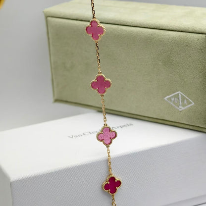 [OAK JURI]CLOVER 5 MOTIFS PINK ENAMEL BRACELET