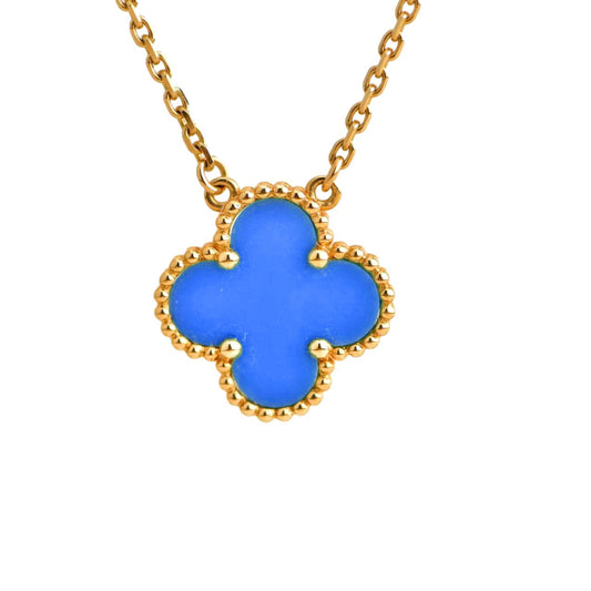 [OAK JURI]CLOVER 15MM BLUE AGATE NECKLACE