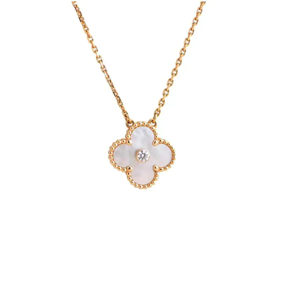 [OAK JURI]CLOVER 15MM DIAMOND WHITE FRITILLARIA NECKLACE
