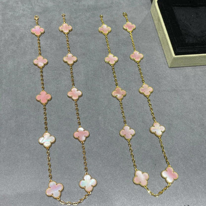 [OAK JURI]CLOVER 10 MOTIFS PINK MOP NECKLACE