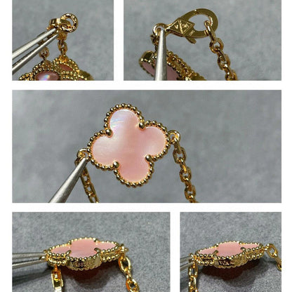 [OAK JURI]CLOVER 10 MOTIFS PINK MOP NECKLACE