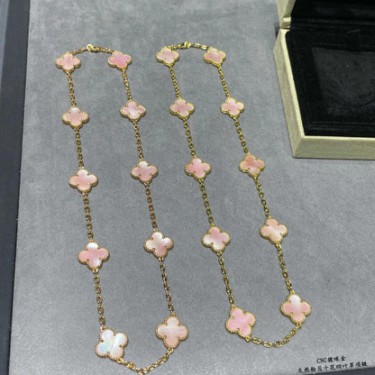 [OAK JURI]CLOVER 10 MOTIFS PINK MOP NECKLACE