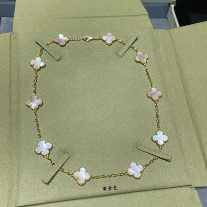 [OAK JURI]CLOVER 10 MOTIFS PINK MOP NECKLACE