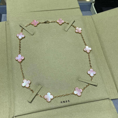 [OAK JURI]CLOVER 10 MOTIFS PINK MOP NECKLACE