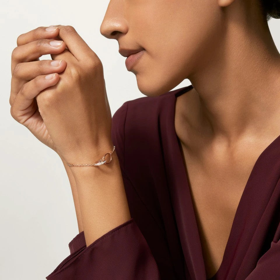 [OAK JURI]LOVE DOUBLE RING HALF DIAMOND BRACELET