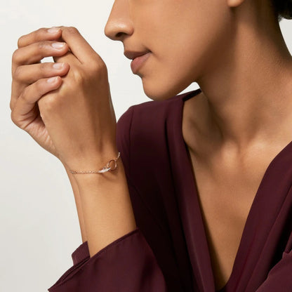 [OAK JURI]LOVE DOUBLE RING HALF DIAMOND BRACELET