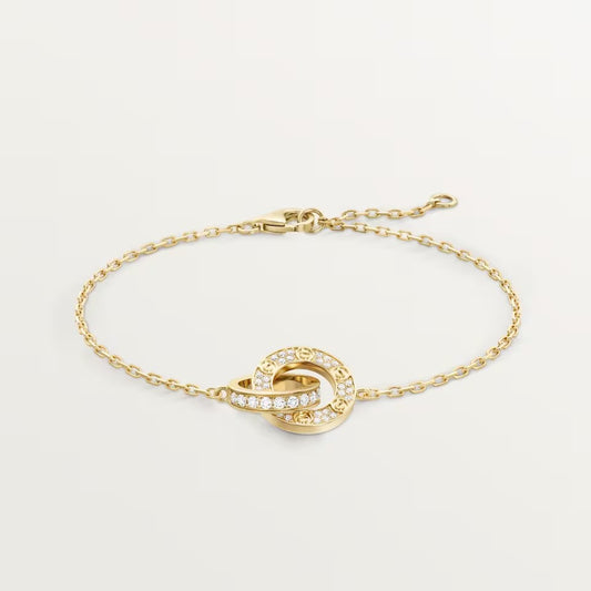 [OAK JURI]LOVE DOUBLE RING FULL DIAMOND BRACELET