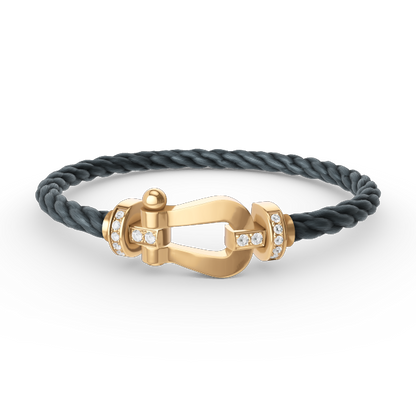 [OAK JURI]FORCE LARGE HORSESHOE HALF DIAMOND BRACELET GOLD